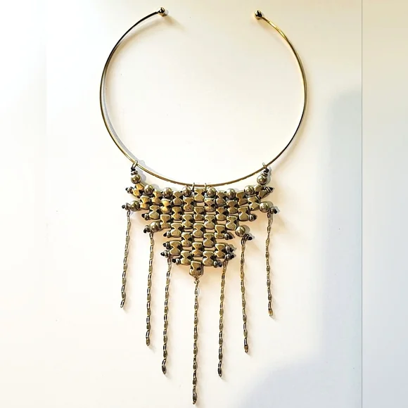 SOLD!!! ANTHROPOLOGIE PALMIRA BIB NECKLACE - GOLDTONE - Picture 2 of 9